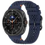 For Samsung Galaxy Watch8 / Watch8 Classic xDfind Ladder Black Buckle Honeycomb Breathable Silicone Watch Band(Midnight Blue)