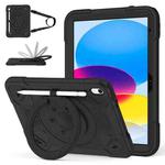 For iPad 2025 / 2022 Space Planet Ring Holder Silicone Hydric PC Tablet Case with Shoulder Strap(Black)