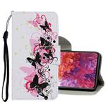 For Samsung Galaxy S20 FE 5G / S20 Lite Colored Drawing Pattern Horizontal Flip Leather Case with Holder & Card Slots & Wallet(Four Butterflies)