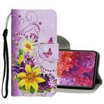 For Samsung Galaxy S20 FE 5G / S20 Lite Colored Drawing Pattern Horizontal Flip Leather Case with Holder & Card Slots & Wallet(Yellow Flower Butterfly)