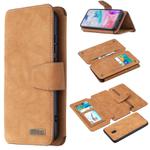 For Xiaomi Redmi 8 Detachable Frosted Magnetic Horizontal Flip Leather Case with Card Slots & Holder & Zipper Wallet & Photo Frame(Brown)