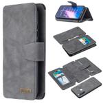 For Xiaomi Redmi Note 8 Detachable Frosted Magnetic Horizontal Flip Leather Case with Card Slots & Holder & Zipper Wallet & Photo Frame(Grey)