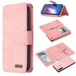 For Xiaomi Redmi Note 8 Detachable Frosted Magnetic Horizontal Flip Leather Case with Card Slots & Holder & Zipper Wallet & Photo Frame(Pink)