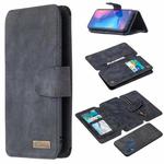 For Xiaomi Redmi Note 7 Detachable Frosted Magnetic Horizontal Flip Leather Case with Card Slots & Holder & Zipper Wallet & Photo Frame(Black Blue)