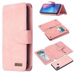 For Xiaomi Redmi Note 7 Detachable Frosted Magnetic Horizontal Flip Leather Case with Card Slots & Holder & Zipper Wallet & Photo Frame(Pink)