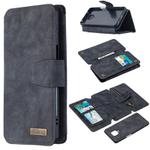 For Xiaomi Redmi Note 9 Pro Detachable Frosted Magnetic Horizontal Flip Leather Case with Card Slots & Holder & Zipper Wallet & Photo Frame(Black Blue)