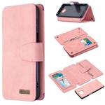 For Xiaomi Redmi Note 9 Pro Detachable Frosted Magnetic Horizontal Flip Leather Case with Card Slots & Holder & Zipper Wallet & Photo Frame(Pink)