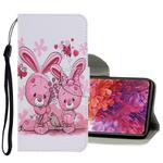 For Samsung Galaxy S20 FE 5G / S20 Lite Coloured Drawing Pattern Horizontal Flip PU Leather Case with Holder & Card Slots & Wallet & Lanyard(Cute Rabbit)