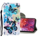 For Samsung Galaxy S20 FE 5G / S20 Lite Coloured Drawing Pattern Horizontal Flip PU Leather Case with Holder & Card Slots & Wallet & Lanyard(Purple Butterfly)