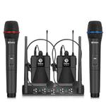 DEBRA AU-400 UHF Wireless Microphone System 4-in-1 for Performance Conference KTV, Model:2 Handheld +2 Bodypack(AU Plug)