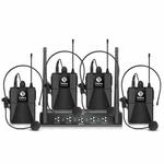 DEBRA AU-400 UHF Wireless Microphone System 4-in-1 for Performance Conference KTV, Model:4 Bodypack Mic(US Plug)