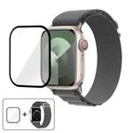 For Apple Watch Series 10 42mm Buckle Loop Nylon Watch Band with 3D Curved Film(Light Grey)