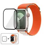 For Apple Watch Series 44mm Buckle Loop Nylon Watch Band with 3D Curved Film(Orange Beige)