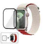For Apple Watch Series 40mm Buckle Loop Nylon Watch Band with 3D Curved Film(White Red)