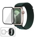 For Apple Watch Series 40mm Buckle Loop Nylon Watch Band with 3D Curved Film(Forest Green)