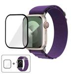 For Apple Watch Series 41mm Buckle Loop Nylon Watch Band with 3D Curved Film(Purple)