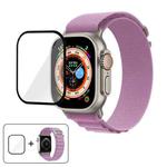 For Apple Watch Ultra 2 / 1 49mm Buckle Loop Nylon Watch Band with 3D Curved Film(Light Purple)