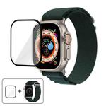 For Apple Watch Ultra 2 / 1 49mm Buckle Loop Nylon Watch Band with 3D Curved Film(Forest Green)