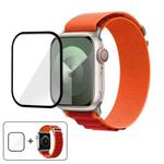 For Apple Watch Series 38mm Buckle Loop Nylon Watch Band with 3D Curved Film(Orange Red)