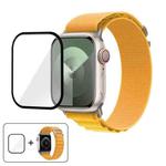 For Apple Watch Series 38mm Buckle Loop Nylon Watch Band with 3D Curved Film(Yellow)