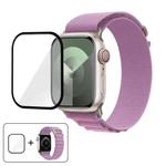 For Apple Watch Series 38mm Buckle Loop Nylon Watch Band with 3D Curved Film(Light Purple)