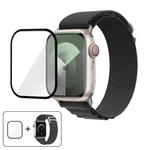 For Apple Watch Series 38mm Buckle Loop Nylon Watch Band with 3D Curved Film(Dark Grey)