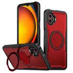 For Samsung Galaxy XCover7 Pro Metal 360 Degree Rotation Holder MagSafe Phone Case(Red)
