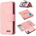 For Huawei P30 Lite Detachable Frosted Magnetic Horizontal Flip Leather Case with Card Slots & Holder & Zipper Wallet & Photo Frame(Pink)