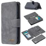 For Huawei P40 Lite Detachable Frosted Magnetic Horizontal Flip Leather Case with Card Slots & Holder & Zipper Wallet & Photo Frame(Grey)