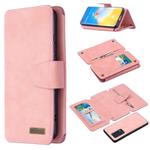 For Huawei P40 Pro Detachable Frosted Magnetic Horizontal Flip Leather Case with Card Slots & Holder & Zipper Wallet & Photo Frame(Pink)