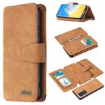 For Huawei P40 Pro Detachable Frosted Magnetic Horizontal Flip Leather Case with Card Slots & Holder & Zipper Wallet & Photo Frame(Brown)