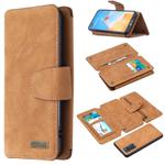 For Huawei P40 Detachable Frosted Magnetic Horizontal Flip Leather Case with Card Slots & Holder & Zipper Wallet & Photo Frame(Brown)