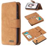For Huawei P Smart (2019) Detachable Frosted Magnetic Horizontal Flip Leather Case with Card Slots & Holder & Zipper Wallet & Photo Frame(Brown)