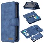 For Huawei P Smart (2020) Detachable Frosted Magnetic Horizontal Flip Leather Case with Card Slots & Holder & Zipper Wallet & Photo Frame(Blue)