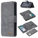 For Huawei P Smart (2020) Detachable Frosted Magnetic Horizontal Flip Leather Case with Card Slots & Holder & Zipper Wallet & Photo Frame(Grey)
