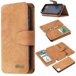 For Huawei Y5p / Honor 9S Detachable Frosted Magnetic Horizontal Flip Leather Case with Card Slots & Holder & Zipper Wallet & Photo Frame(Brown)