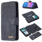 For Huawei Y6 (2019) Detachable Frosted Magnetic Horizontal Flip Leather Case with Card Slots & Holder & Zipper Wallet & Photo Frame(Black Blue)