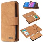 For Huawei Y6 (2019) Detachable Frosted Magnetic Horizontal Flip Leather Case with Card Slots & Holder & Zipper Wallet & Photo Frame(Brown)