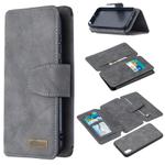 For Huawei Y5 (2019) Detachable Frosted Magnetic Horizontal Flip Leather Case with Card Slots & Holder & Zipper Wallet & Photo Frame(Grey)