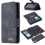 For Huawei Y5 (2019) Detachable Frosted Magnetic Horizontal Flip Leather Case with Card Slots & Holder & Zipper Wallet & Photo Frame(Black Blue)