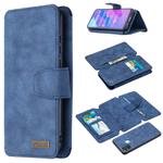 For Huawei Honor 9A Detachable Frosted Magnetic Horizontal Flip Leather Case with Card Slots & Holder & Zipper Wallet & Photo Frame(Blue)
