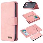 For Huawei Honor 9X Lite Detachable Frosted Magnetic Horizontal Flip Leather Case with Card Slots & Holder & Zipper Wallet & Photo Frame(Pink)