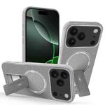 For iPhone 17 Pro Carbon Fiber Texture MagSafe Phone Case with Holder(Grey)
