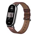 For Xiaomi Smart Band 10 / 9 / 8 xDfind Plaid Texture Leather Watch Band(Light Brown)