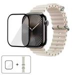For Apple Watch Series 10 46mm Ocean Silicone Watch Band with 3D Curved Film(Starlight)