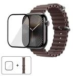 For Apple Watch Series 10 42mm Ocean Silicone Watch Band with 3D Curved Film(Coast Gray)