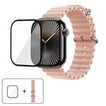 For Apple Watch Series 40mm Ocean Silicone Watch Band with 3D Curved Film(Pink Sand)