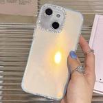 For iPhone 15 Precise Cutouts Transparent Diamonds Jelly Phone Case(Blue)