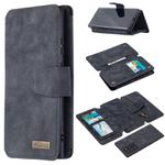 For Samsung Galaxy Note20 Ultra Detachable Frosted Magnetic Horizontal Flip PU Leather Case with Card Slots & Holder & Zipper Wallet & Photo Frame(Black Blue)