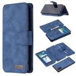 For Samsung Galaxy Note20 Detachable Frosted Magnetic Horizontal Flip PU Leather Case with Card Slots & Holder & Zipper Wallet & Photo Frame(Blue)